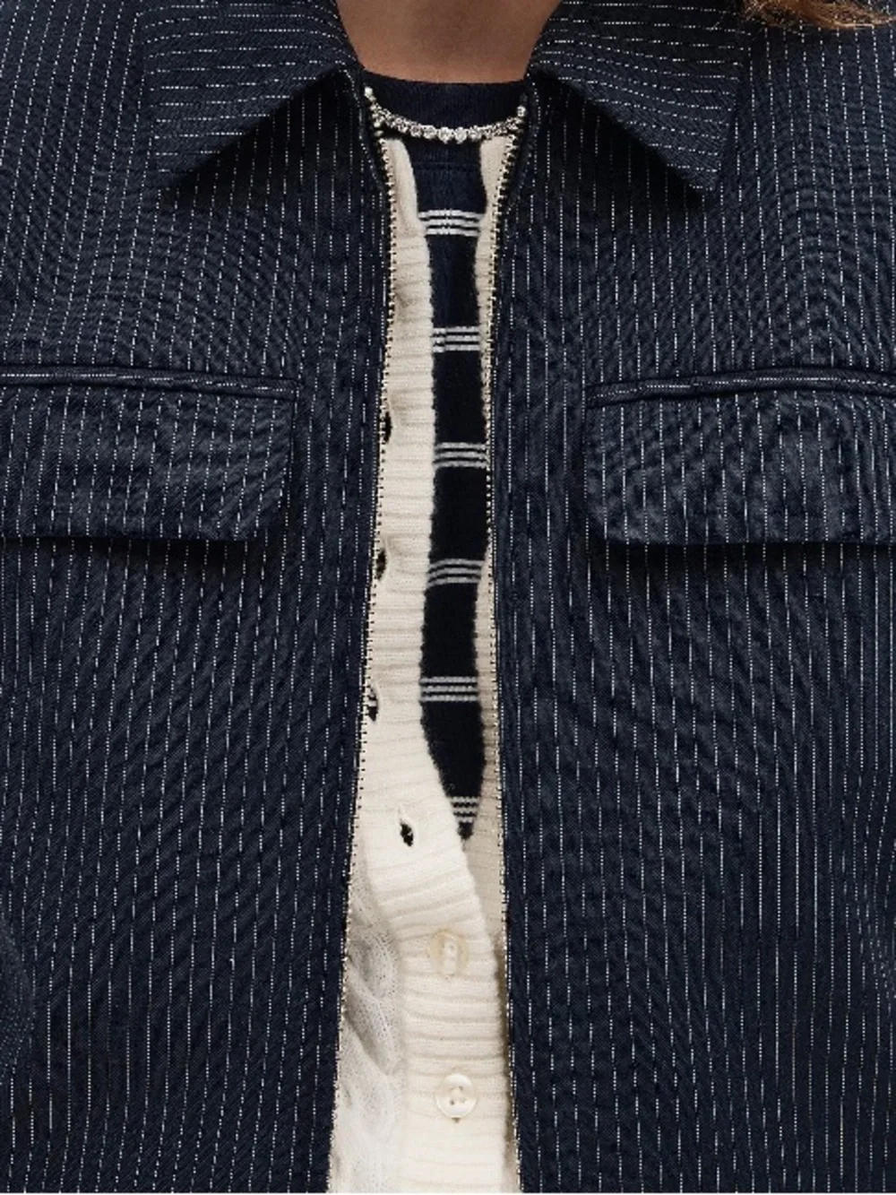 J.Crew Structured jacket in Italian studio wool blend pinstriped CS652